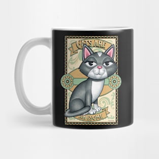 Beautiful Gray White Kitty Cat on Cats are Awesome Mug